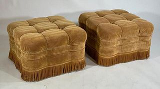 Pair Custom Upholstered Ottomans, Modern