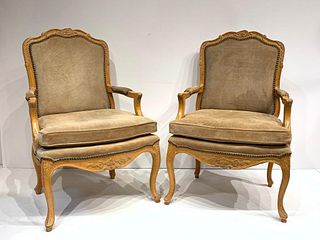 Pair of Century Furniture Louis XV Style Fauteuils