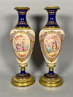Pair Sevres Style Vases, late 19th/Early 20thc.