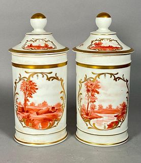 Pair of Paris Porcelain Apothecary Jars