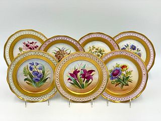 Lot of Seven Continental Hand Painted Desert Plates