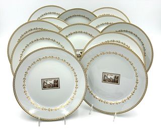 Twelve Richard Ginori "Fiesole " Pattern Dinner Plates
