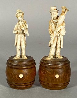 Two German Carved Bone Cabinet Figures, Late 19thc.