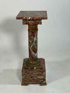 Red Marble and Bronze Pedestal