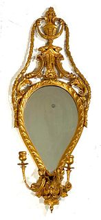 George III Style Gilt Wood Mirrored Sconce