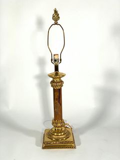 Brass and Onyx Column Form Table Lamp