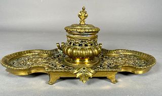 French Bronze Renaissance Revival Inkstand, late 19thc.