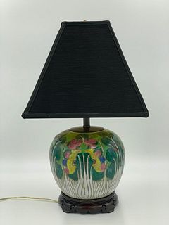 Chinese Polychrome Vase Fitted as Table Lamp