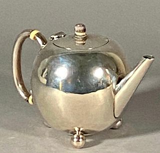 English Silver Spherical Shaped Teapot, London, 1884
