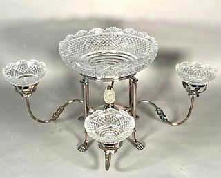 Silverplate and Crystal Epergne