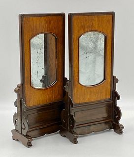 Pair of Chinese Table Screens Fitted with Mirrors