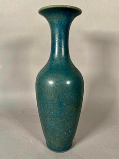 Chinese Monochrome Blue Crackle Glazed Vase