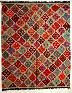 Turkish Caucasian Kazak Kilim Carpet 5'2" x 6'7"