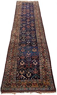Caucasian Shirvan Wool Carpet Runner, Antique 12'3" x 3’3"