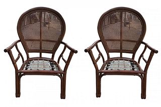 Pair of Ballon-Back Armchairs by Ficks Reed