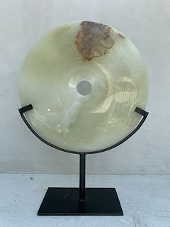 Polished Onyx Sculpture on a Metal Stand