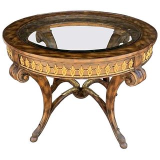 Center/Entry Table in Brass & Wood by LA Barge