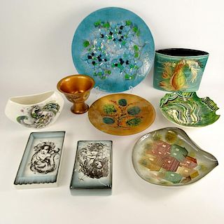 Lot of Nine (9) Mid-Century Sascha Brastoff, Marc Bellaire Ceramic and Enamelware items.