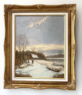 Winter scene Painting by A Vander Meer, signed