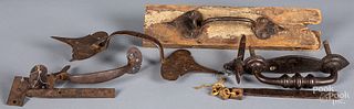 Four wrought iron thumb latches, 18th/19th c.