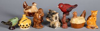 Redware and pottery animal figures and banks