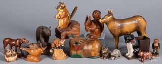 Collection of carved wood animals