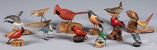 Collection of carved and painted birds