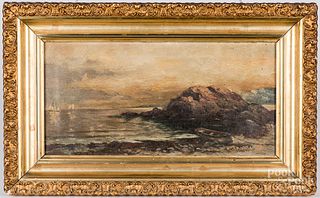 Oil on canvas coastal scene, late 19th c.