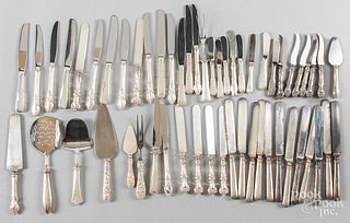 Sterling and plated silver handled knives.