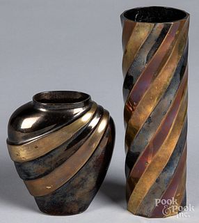 Two Tiffany Studios bronze vases