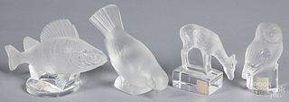 Four Lalique crystal animals