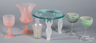 Six pieces of art glass