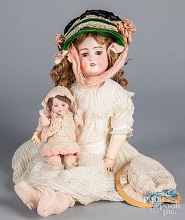 German bisque head doll, inscribed Viola, etc.
