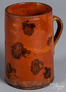Large redware mug, 19th c.