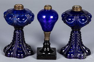 Three Lincoln Drape cobalt fluid lamps
