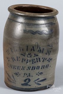 Western Pennsylvania stoneware crock, 19th c.