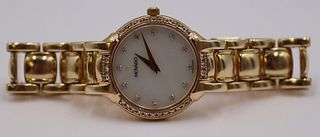 JEWELRY. Movado 14kt Gold and Diamond Watch.