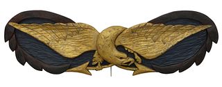 Bellamy Style Carved and Painted Eagle Sternboard/Banner Plaque, height 17 inches, length 55 inches. 
