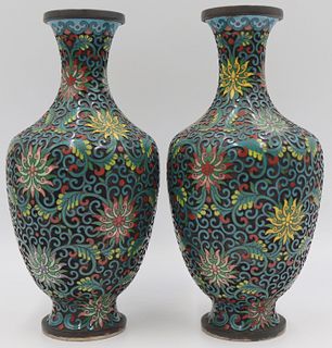 Pair of Chinese Champleve Vases.
