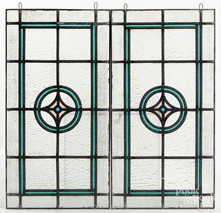 Two leaded glass panels