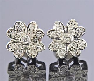 14K Gold Diamond Floral Stud Earrings