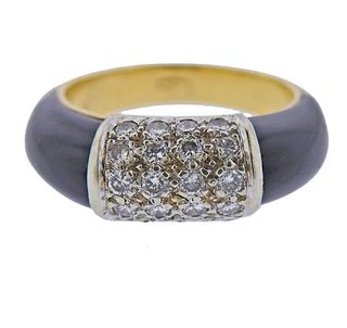 1970s 18K Gold Diamond Onyx Ring
