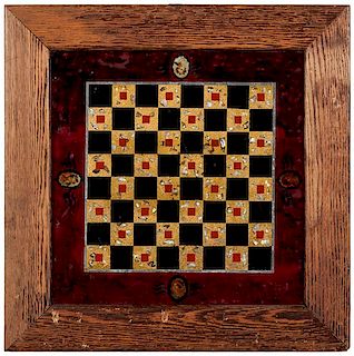 Reverse-Painted Game Boards with Portrait Medallions 