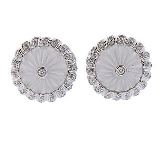 18K Gold Diamond Frosted Crystal Cufflinks