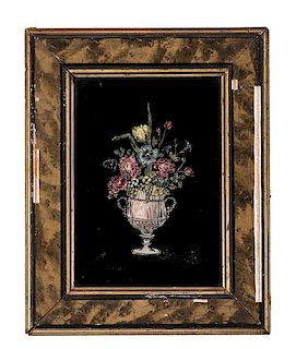 Reverse Painted Floral Still Lifes with Foil 