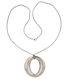 John Hardy Silver Large Oval Pendant on 10K Necklace