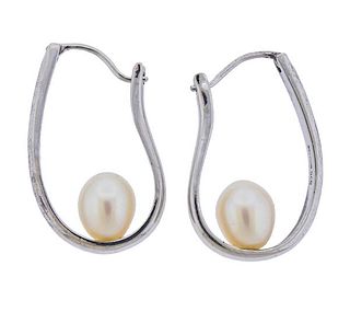 Iridesse Silver Pearl Hoop Earrings 