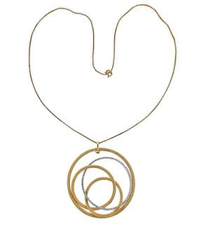 Italian 14K Gold Crystal Pendant Necklace