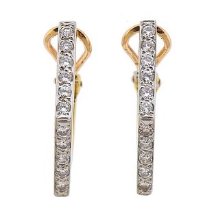 18K Gold Diamond Geometric Hoop Earrings