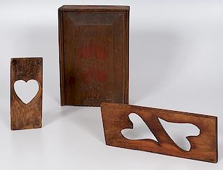 Slide Lid Candle Box and Wooden Molds with Heart Motifs 
